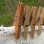 Four Wooden Clothespins, Altered Art Holder, 4 Wooden Clothespins from USSR, Vintage Laundry Display