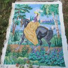 Woman on horse near lake embroidery pictures, Wall fiber art, Hendmade home decor, Handmade pictures