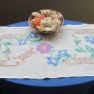 White Table Linen Embroidered Table, Floral Tablecloth, Embroidery Tablecloth, Hand Embroidered, Han