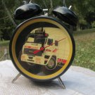 New Old Stock 90's Clock, Iveco Vintage Clock, alarm clock with twin bells, Winding Clock, Bells Clo