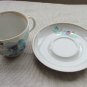 USSR Vintage Cup and Honey Pot Set from early 70's, White cup with butter pot and flowers ornaments,