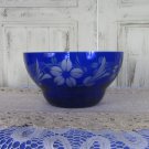 Blue Glass Vintage floral Bowl, Round Shape Blue Glass Luncheon Sandwich or Salad Plate, 54 oz Round