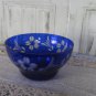 Blue Glass Vintage floral Bowl, Round Shape Blue Glass Luncheon Sandwich or Salad Plate, 54 oz Round
