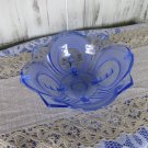 Round 54 oz  Punch Dip Bowl, Party 54oz Punch Bowl, Blue Glass Vintage floral Bowl, Round Shape Blue