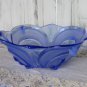 Round 54 oz Punch Dip Bowl, Party 54oz Punch Bowl, Blue Glass Vintage floral Bowl, Round Shape Blue