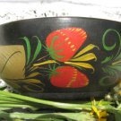 Russian Khokhloma Bowl, Traditional Russian vintage hand painted wooden bowl, Strawberry Wooden Bowl