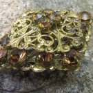 Vintage Golden Colored Broch, Multi-Stone Pendant, Carved Broche, Collectible Broche Golden colored,