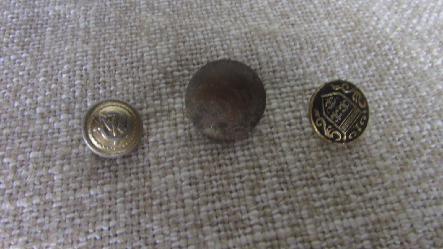 Assorted 3 Buttons Metal Buttons Set for craft, Vintage Button Military assorted Set, DIY Metal thre