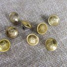 Small 8 Buttons Golden Color Metal Star Buttons with Balck Back Side, Vintage Star Button Military S