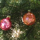 Christmas 2 glass ball,  Antique Christmas decor, Christmas ornament of Glass, USSR, Soviet Christma