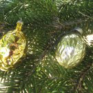 Vintage Christmas golden pine cone and nut, Antique Christmas decoration, Christmas ornament of Glas