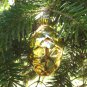 Vintage Christmas golden pine cone and nut, Antique Christmas decoration, Christmas ornament of Glas