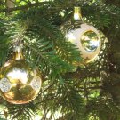 Vintage Christmas Ornament, 2 glass balls ornament, gold, Antique Christmas decor, Christmas ornamen