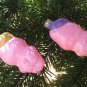 Vintage christmass toy - two small pigs, Soviet christmass, hand painted xmas toys
