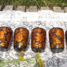 Big Six Cups Set Vintage, 6 Wooden Mugs Khokhloma, Colorful Hand Painted Wooden Russian folk art set