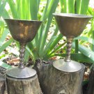 Dark Silver color Goblet Curved For martini set of 2, Martini midcentury lookind two cup set with cu