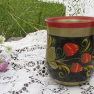 Cup Vintage USSR, Wooden Mug Khokhloma, Colorful Hand Painted Wooden Russian folk art, Soviet home d