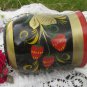 Cup Vintage USSR, Wooden Mug Khokhloma, Colorful Hand Painted Wooden Russian folk art, Soviet home d