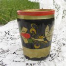 Mug Vintage USSR, Wooden Cup Khokhloma, Colorful Hand Painted Wooden Russian folk art, Soviet home d