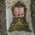 Golden Metal Big Frame For Small Photo, Metal decor Old Clock base, Photo frame metal collectible cl