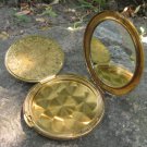 Patterned Metal Powder Box with a Mirror, Vintage Refillable Powder Compact, Mirrored Compact Vanity