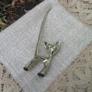 Cat Ring holder with very, very long tail, Stitch markers Chrome White Diamante Crystal eyes, Ring/E