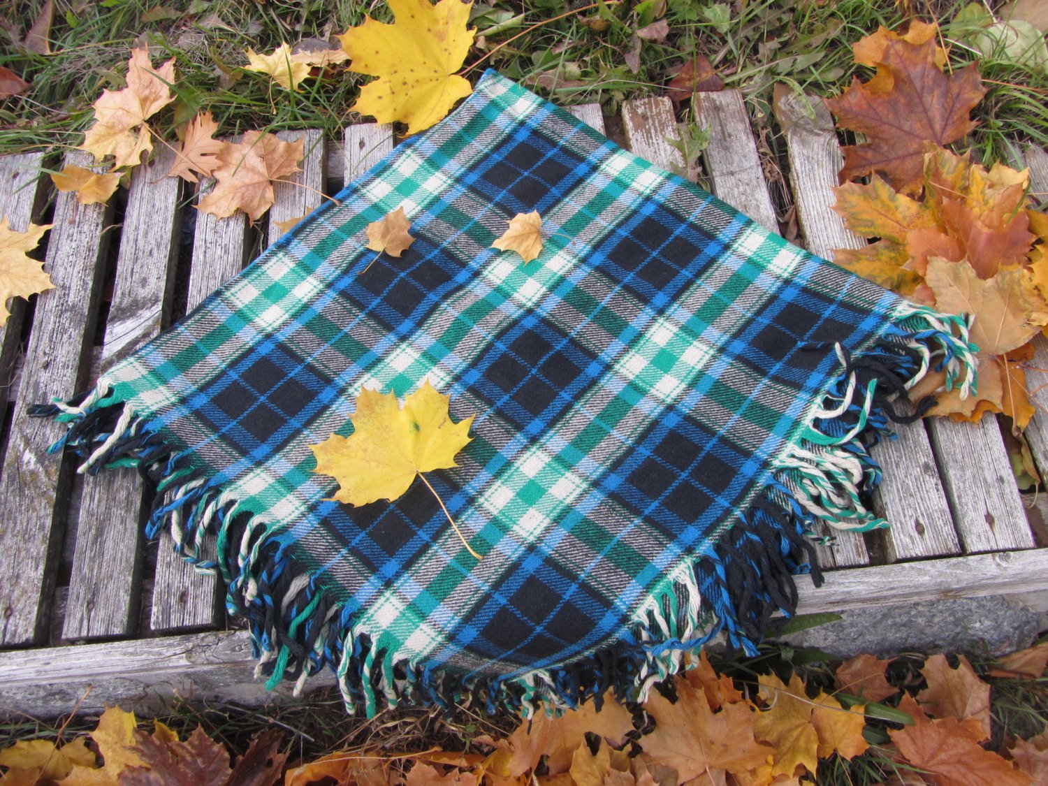 green and black checkered scarf
