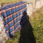 Blue, Yellow Black checkered pattern wool scarf, USSR vintage wool scarf, Warm gift for christmas, C