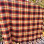 Red and black wool checkered pattern scarf, USSR vintage wool scarf, Warm gift for christmas, Cheche