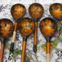 Six Spoons Vintage Russina Khokhloma, Painted Wooden Six Spoons Set, Flowers Folk Art Home Decoratio