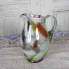 Jar with handle for juice or punsh, Pitcher Juice Jug Vase, Juice/Milk bowl, Art Decor Glass Vase, M