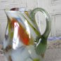 Jar with handle for juice or punsh, Pitcher Juice Jug Vase, Juice/Milk bowl, Art Decor Glass Vase, M