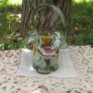 Vintage Russian Murano Style Glass Candy Basket Vase, Coloured Glass Orange White Red 1970s Soviet U