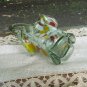 Vintage Russian Murano Style Glass Candy Basket Vase, Coloured Glass Orange White Red 1970s Soviet U