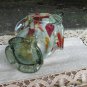 Vintage Russian Murano Style Glass Candy Basket Vase, Coloured Glass Orange White Red 1970s Soviet U