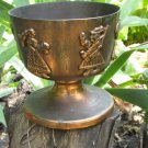 Wide midcentury lookind cup with siluetes, Dark Bronze color Goblet Curved For Vine/Cognac, Game of 