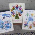Cute and Lovly White Baclground Christmas Animals Pictures Post Cards NEW Unused, Set of 3 Cute Anim