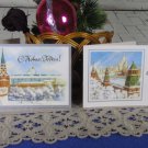 Kremlin Pictures folded in half Christmas Post Cards Set of Two USSR New Year, Classic USSR Set of 2