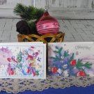 Old Postcards Set of 2, Two Cute Condition Christmas Post Cards Blank USSR, Soviet Union Christmas, 
