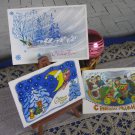 Santa Claus on sleigh with 6 horses post card, Moon Christmas Post card, Children at Carusel Happy N