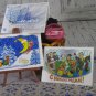 Santa Claus on sleigh with 6 horses post card, Moon Christmas Post card, Children at Carusel Happy N