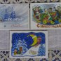 Santa Claus on sleigh with 6 horses post card, Moon Christmas Post card, Children at Carusel Happy N