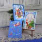 Set of 3 Christams Post Cards On Blue Background Santa Claus with Gifts, Dez Moroz Russian Happy New