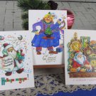 Set of Three Ded Moroz and Arlekin New Never Used Post Cards USSR Era, Christmas Three Greating Post