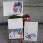 Set of Three Greeting Christmas Cards with Animals and Snow Man USSR Era, Vintage Fancy Cute Post Ca