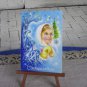 Two Cute and Fancy Fairy Tale Christmas USSR Blue background Christmas Cards, Santa Claus Ded Moroz