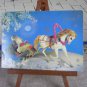 Two Cute and Fancy Fairy Tale Christmas USSR Blue background Christmas Cards, Santa Claus Ded Moroz