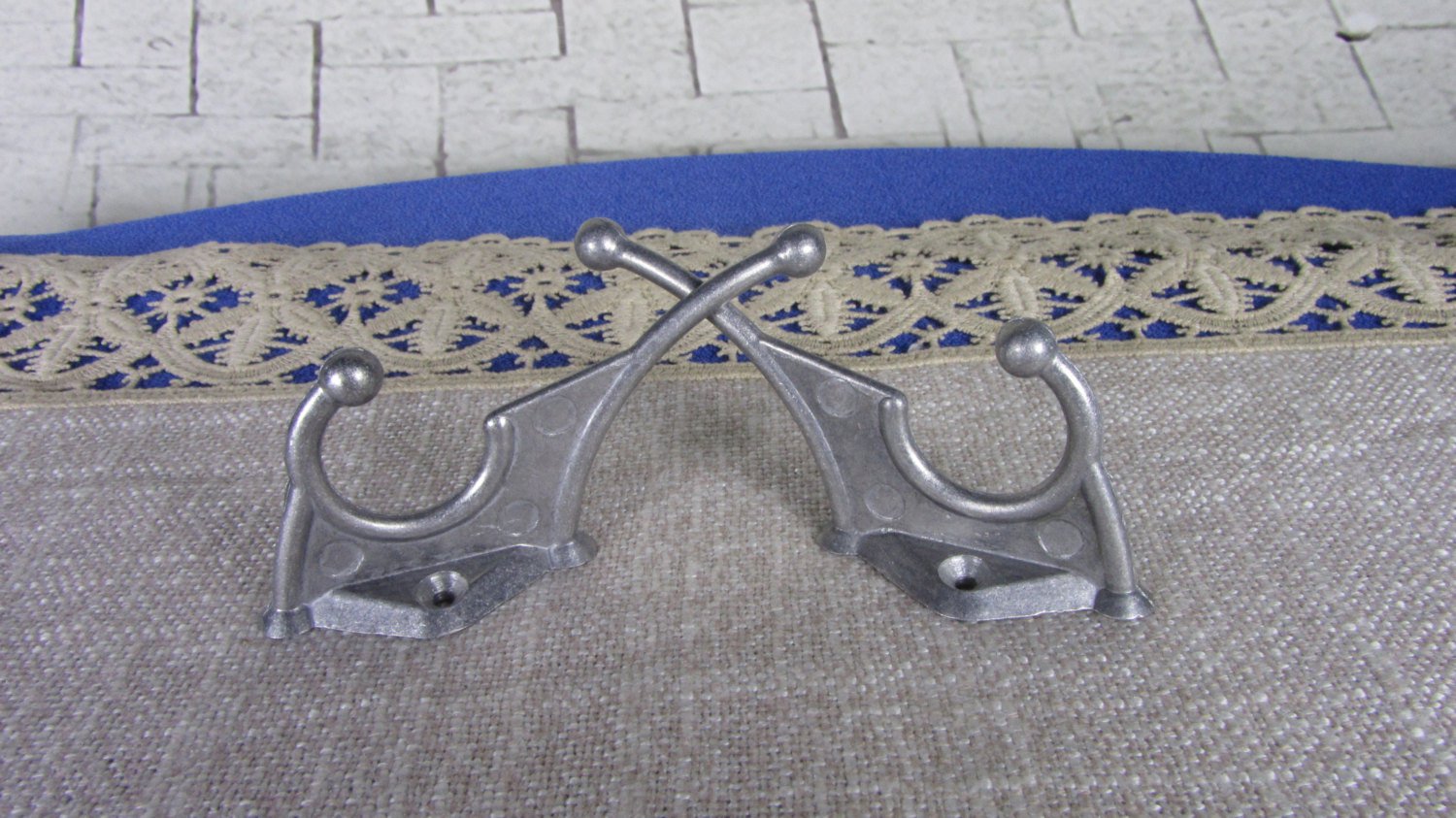 2 Small Wall Rack Hooks USSR 1970s, Soviet Vintage Aluminium Clothes Hook, Clothes hangers, DIY Proj