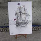Colored Pen And Pencil Britain Battle Ship In The Sea Drawing, A4 Format Paper Pencil Drawing, Minim