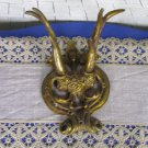 Goldem Colored Ram Horns Hinge With Two Hook Wall Decor Hallway Wardrobe, Huge Ram Horns Hook Decor 